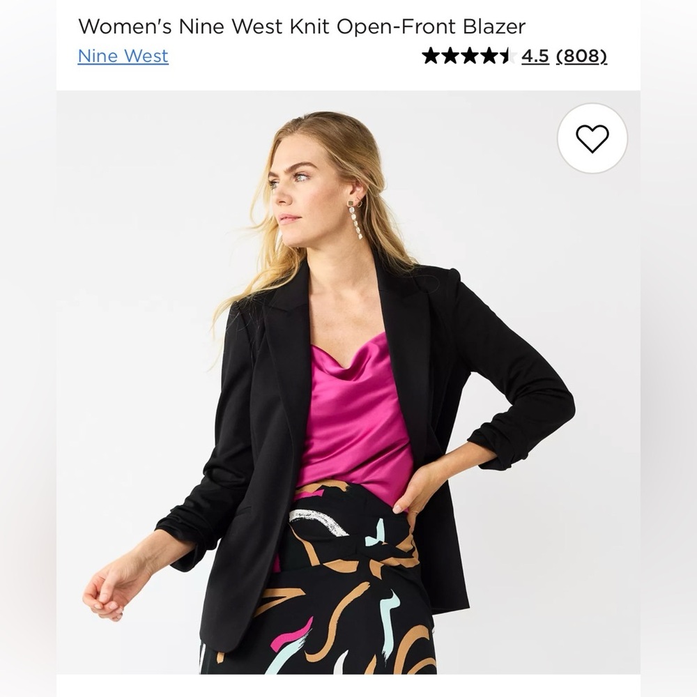 Nine West Knit Open-Front Black Blazer